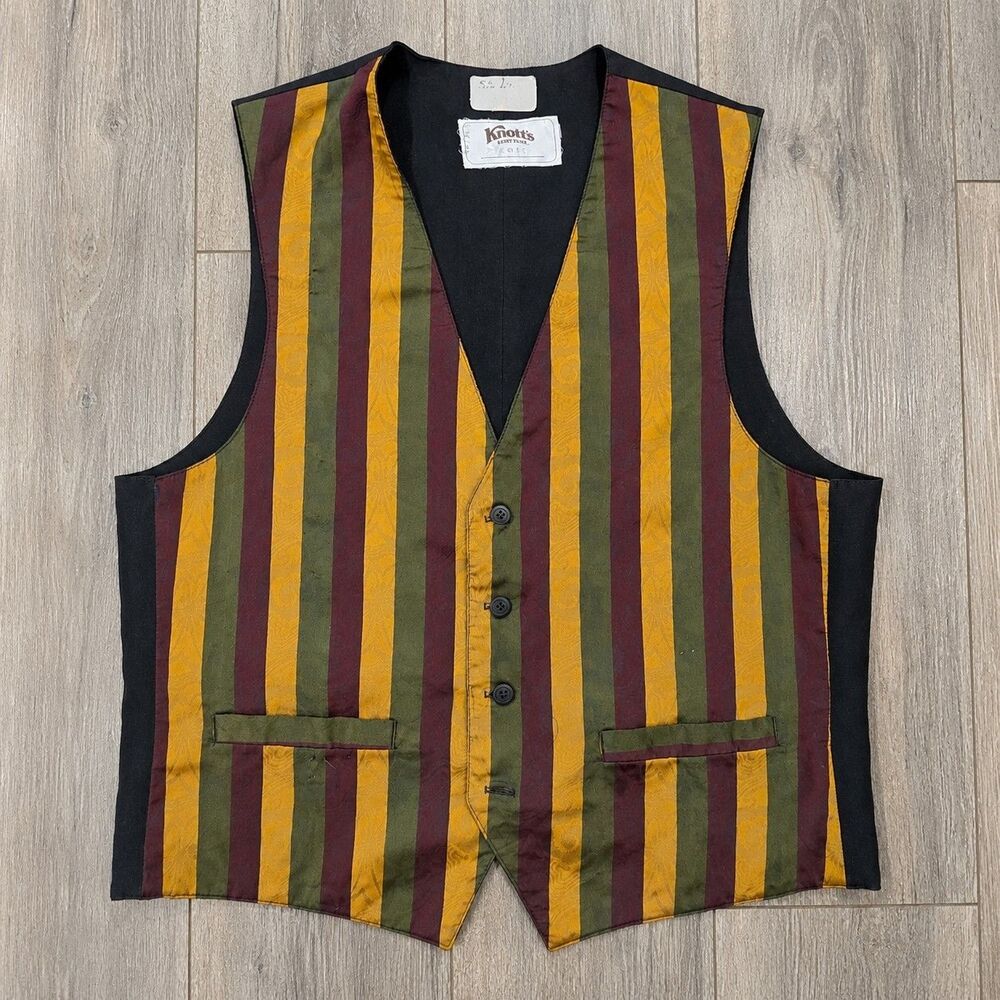 Vintage Knott's Berry Farm Employee Uniform Striped Costume Vest Large